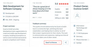Top ratings on clutch for sceel.io
